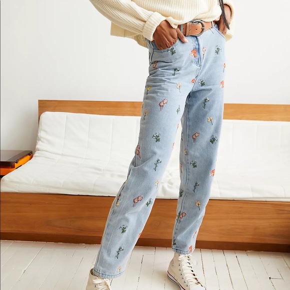 Meadows Jeans Meadows Begonia Jeans Mid Blue Embroidered Poshmark